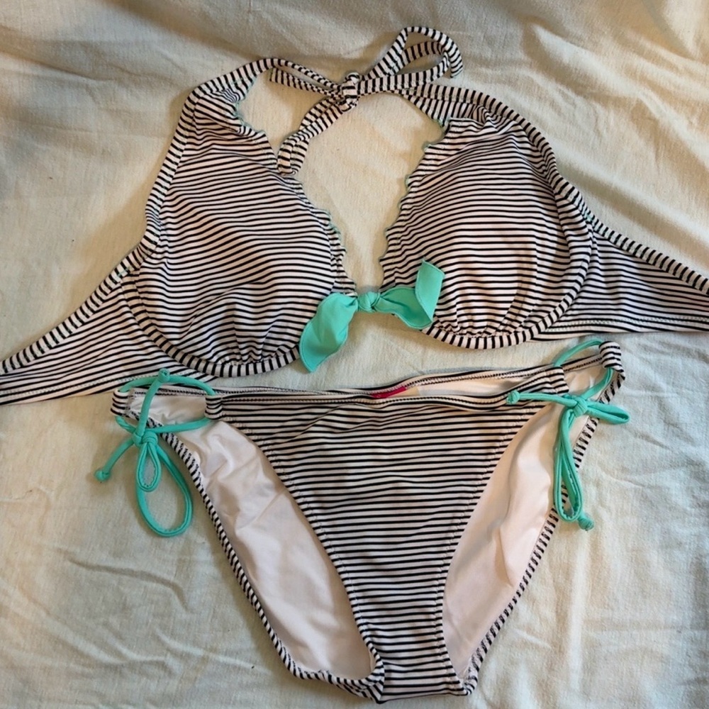 Victoria's Secret Black and White Striped Bikini